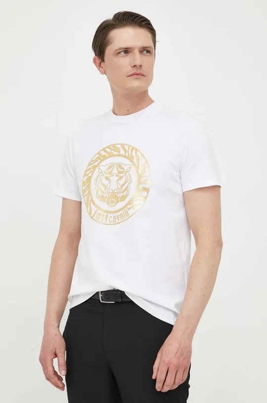 λευκό Βαμβακερό μπλουζάκι Just Cavalli Ανδρικά