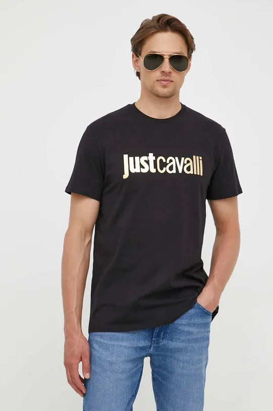 μαύρο Βαμβακερό μπλουζάκι Just Cavalli