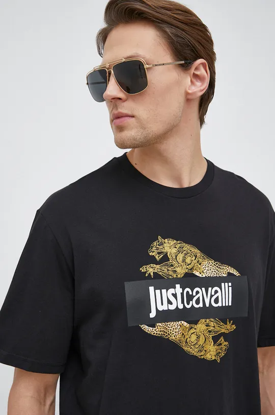 črna Bombažna kratka majica Just Cavalli Moški