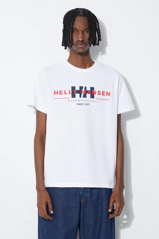 белый Хлопковая футболка Helly Hansen Мужской