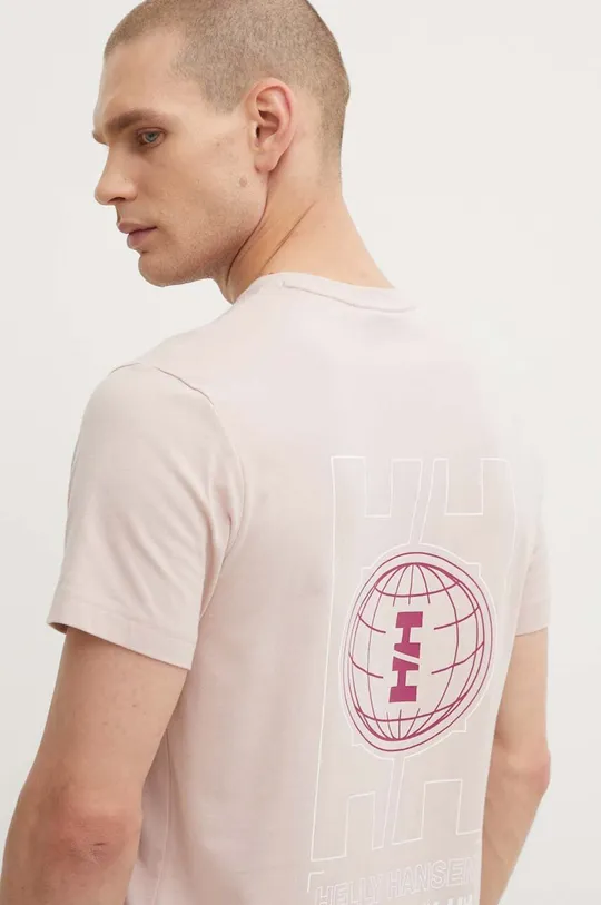 ροζ Βαμβακερό μπλουζάκι Helly Hansen Ανδρικά