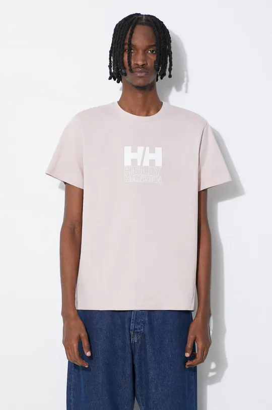 różowy Helly Hansen t-shirt bawełniany Męski