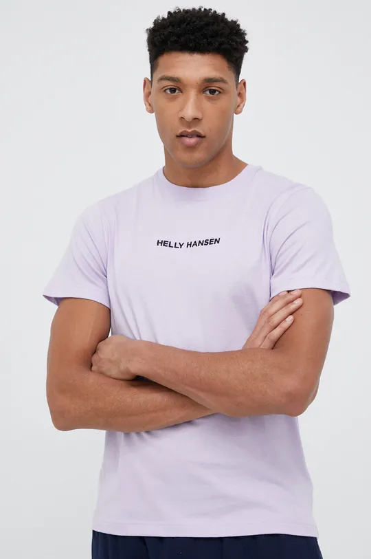 fioletowy Helly Hansen t-shirt bawełniany Męski