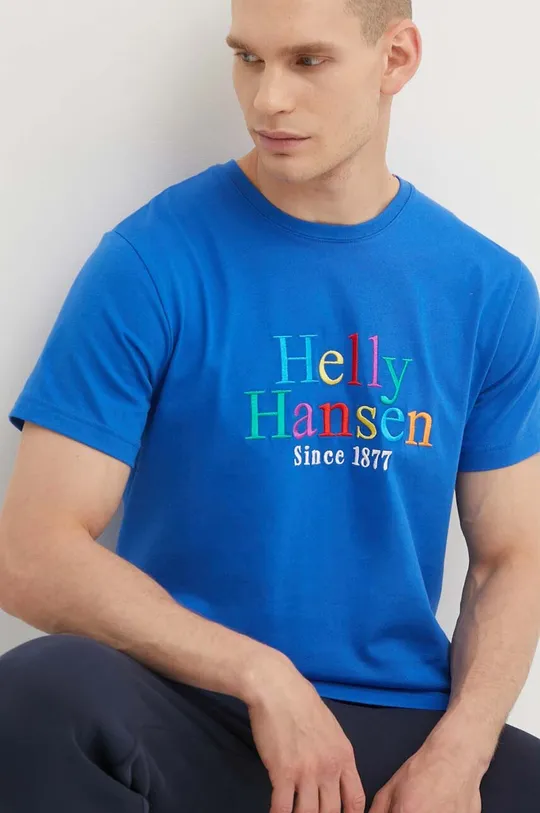 modra Bombažna kratka majica Helly Hansen Moški