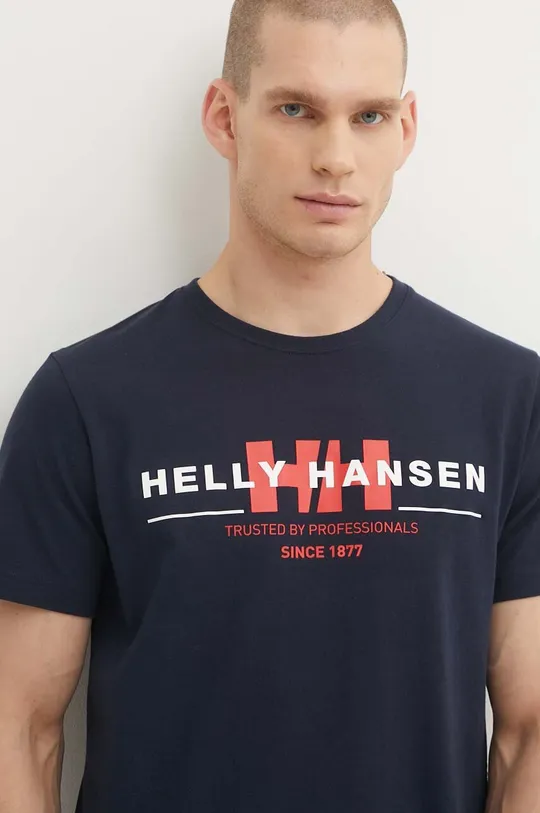 granatowy Helly Hansen t-shirt bawełniany Męski