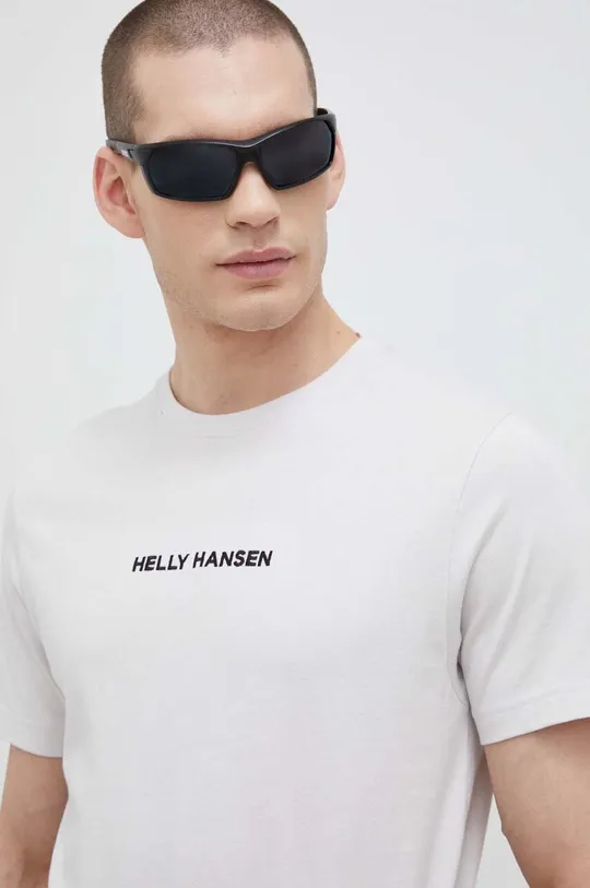 Βαμβακερό μπλουζάκι Helly Hansen μπεζ 53936