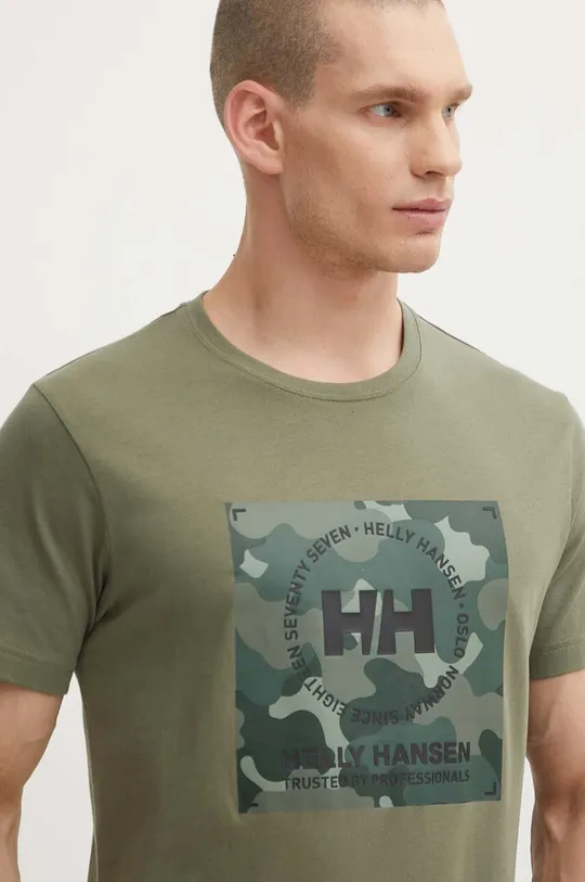 zelena Bombažna kratka majica Helly Hansen Moški