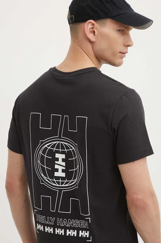 črna Bombažna kratka majica Helly Hansen Moški