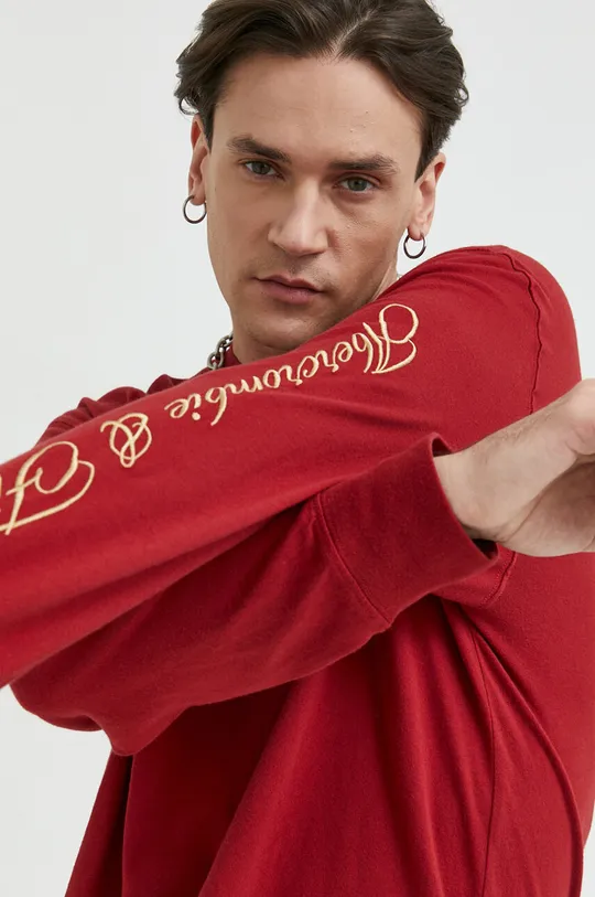 μπορντό Βαμβακερή μπλούζα με μακριά μανίκια Abercrombie & Fitch