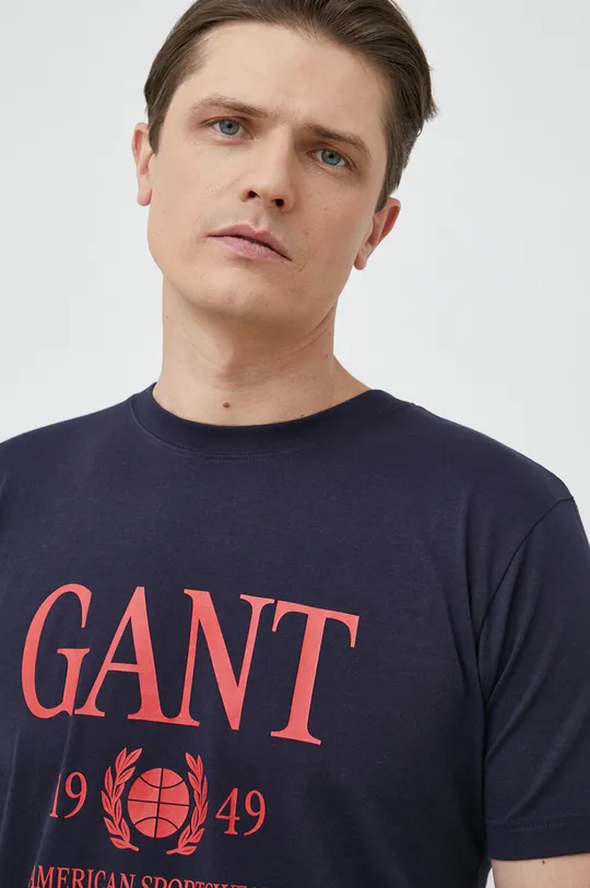 σκούρο μπλε Βαμβακερό μπλουζάκι Gant