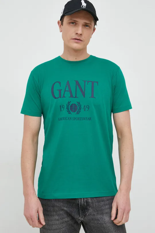 πράσινο Βαμβακερό μπλουζάκι Gant