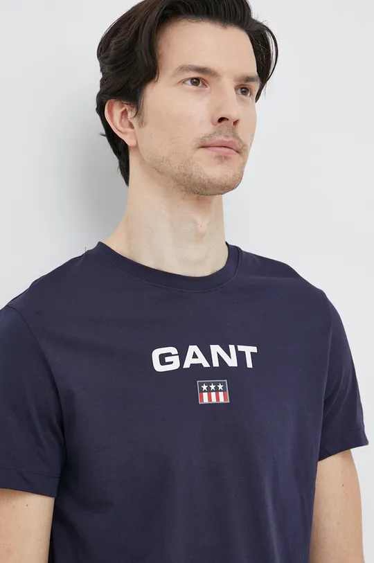 тёмно-синий Хлопковая футболка Gant Мужской