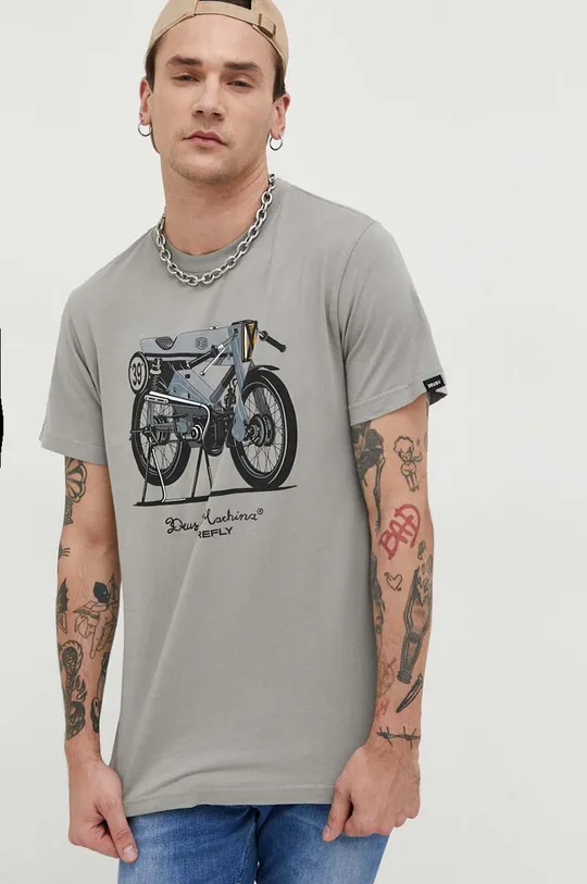 γκρί Βαμβακερό μπλουζάκι Deus Ex Machina Ανδρικά