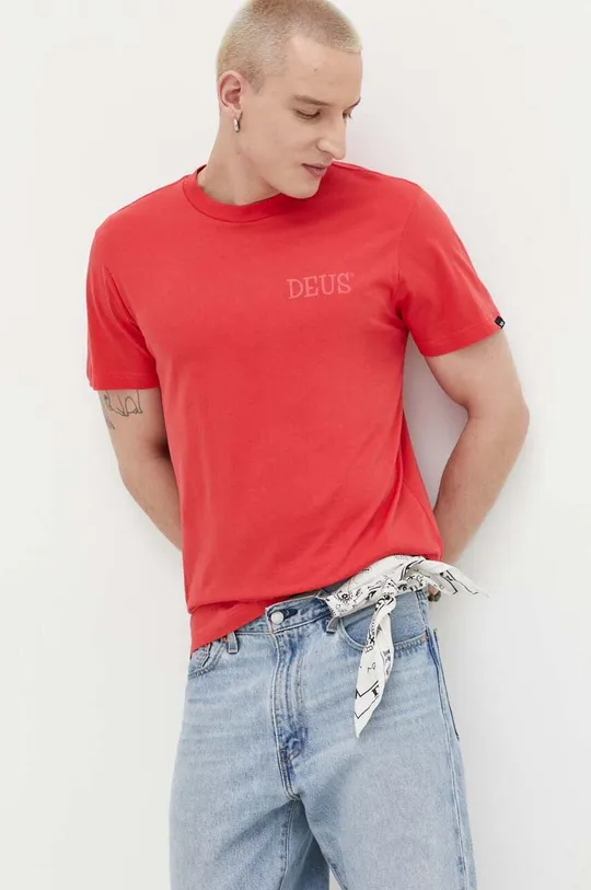 κόκκινο Βαμβακερό μπλουζάκι Deus Ex Machina Ανδρικά