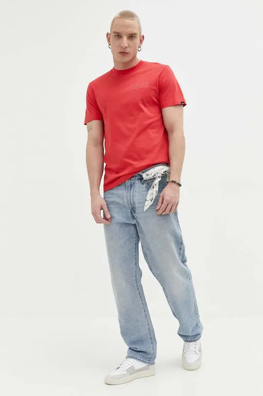 Βαμβακερό μπλουζάκι Deus Ex Machina κόκκινο