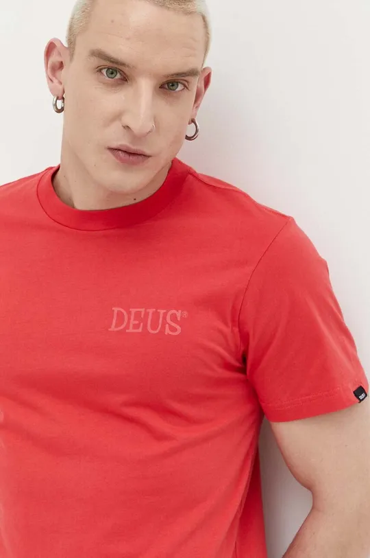 κόκκινο Βαμβακερό μπλουζάκι Deus Ex Machina