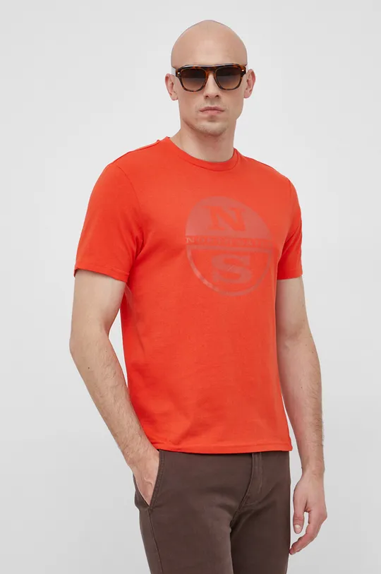 оранжевый Хлопковая футболка North Sails Мужской
