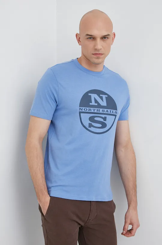 μπλε Βαμβακερό μπλουζάκι North Sails Ανδρικά