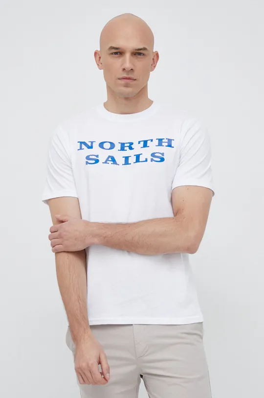 λευκό Βαμβακερό μπλουζάκι North Sails Ανδρικά
