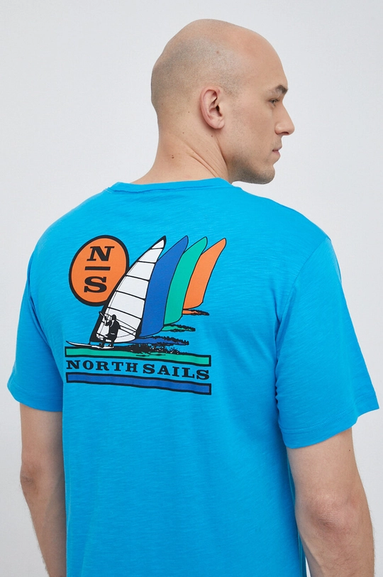 niebieski North Sails t-shirt bawełniany Męski