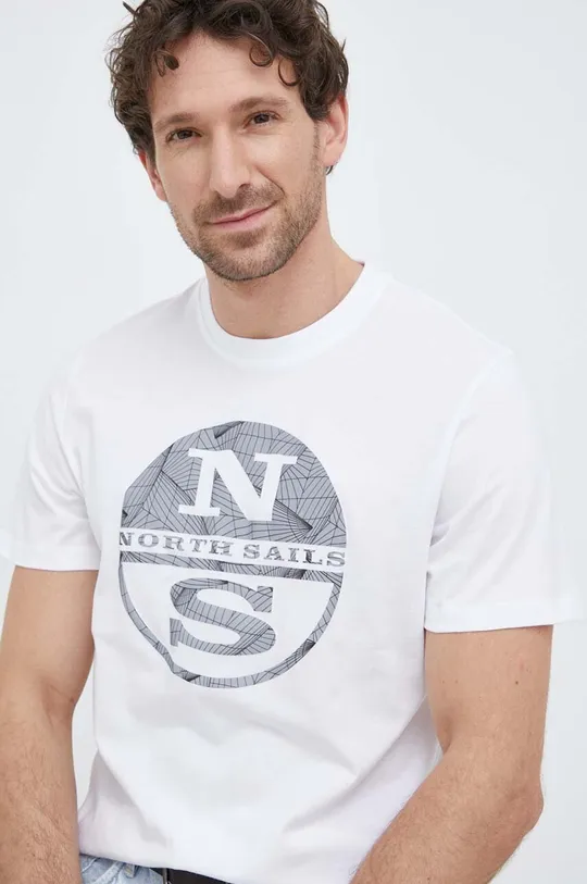 biały North Sails t-shirt bawełniany Męski