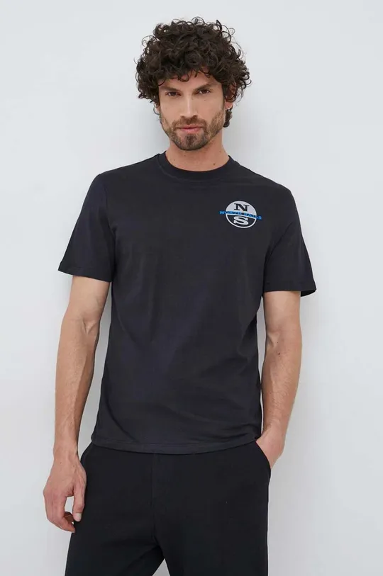 czarny North Sails t-shirt bawełniany Męski