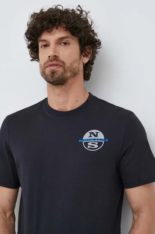 czarny North Sails t-shirt bawełniany