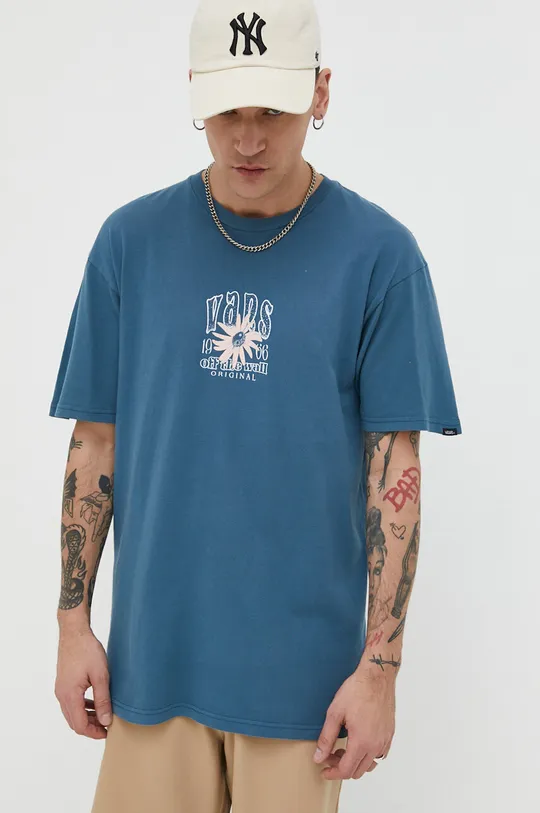 μπλε Βαμβακερό μπλουζάκι Vans Ανδρικά