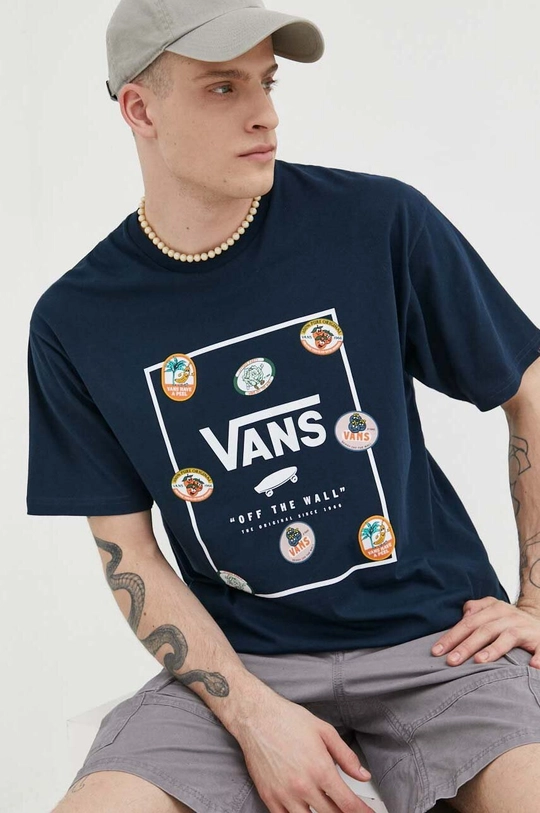 granatowy Vans t-shirt bawełniany Męski