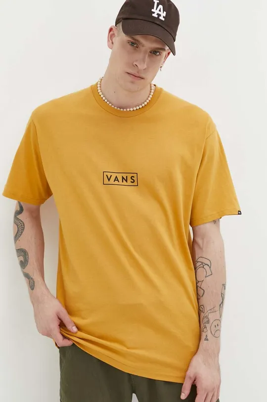 κίτρινο Βαμβακερό μπλουζάκι Vans Ανδρικά
