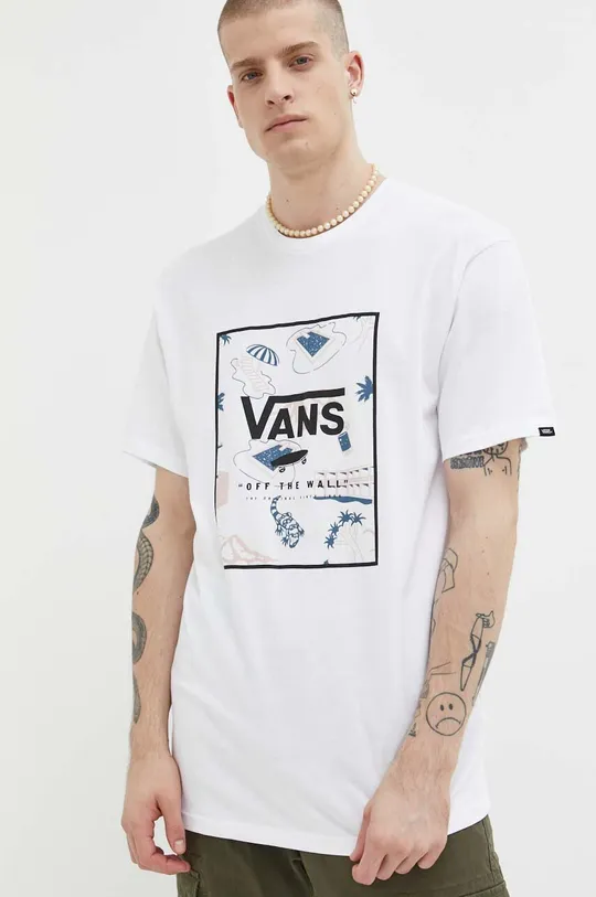 λευκό Βαμβακερό μπλουζάκι Vans Ανδρικά