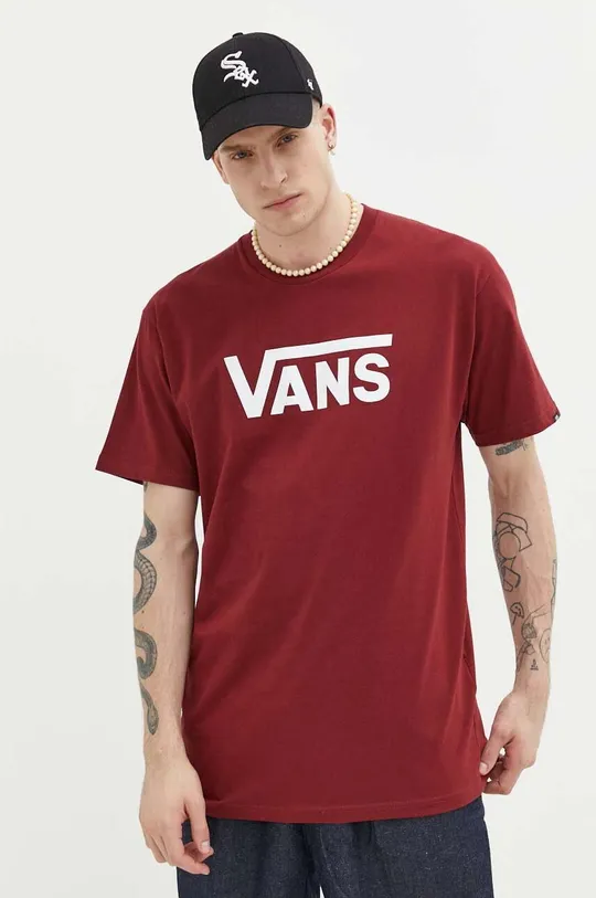 bordowy Vans t-shirt bawełniany Męski