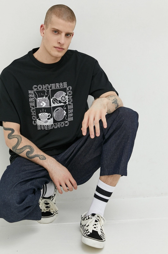 Converse t-shirt bawełniany czarny