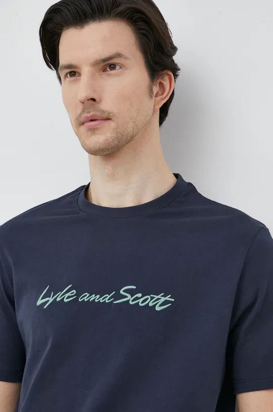 tmavomodrá Bavlnené tričko Lyle & Scott