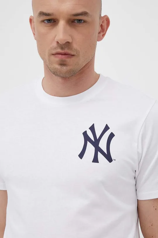 Βαμβακερό μπλουζάκι 47brand MLB New York Yankees λευκό