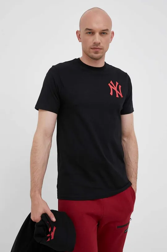 μαύρο Βαμβακερό μπλουζάκι 47 brand MLB New York Yankees Ανδρικά