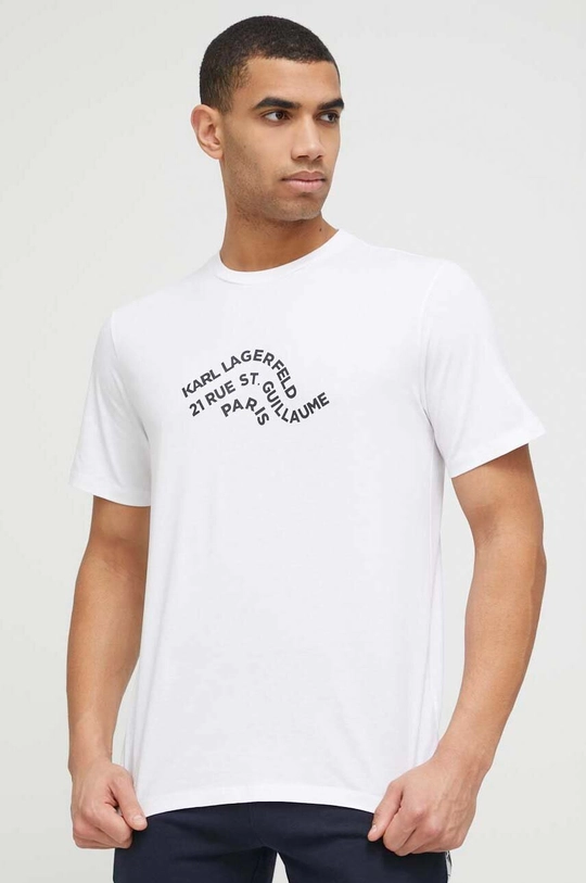 biały Karl Lagerfeld t-shirt bawełniany Męski