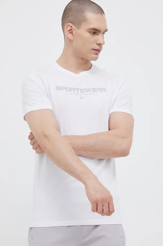 λευκό Βαμβακερό μπλουζάκι 4F