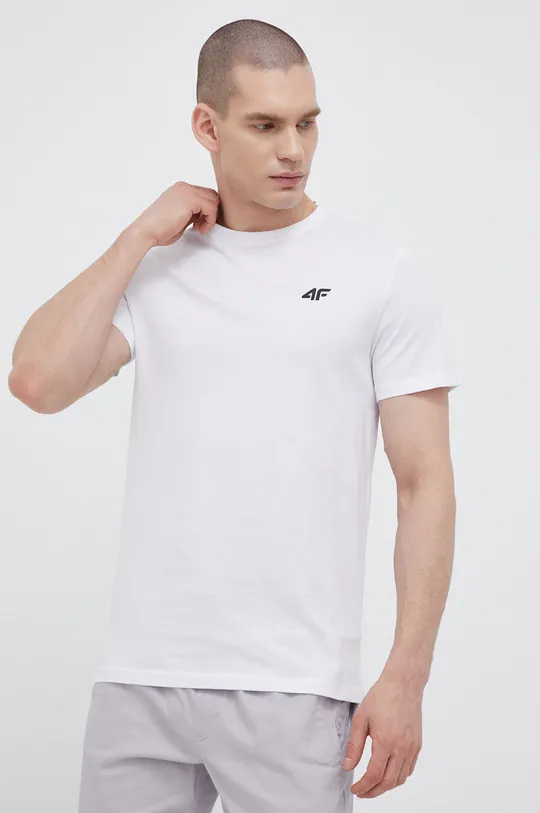4F t-shirt bawełniany biały
