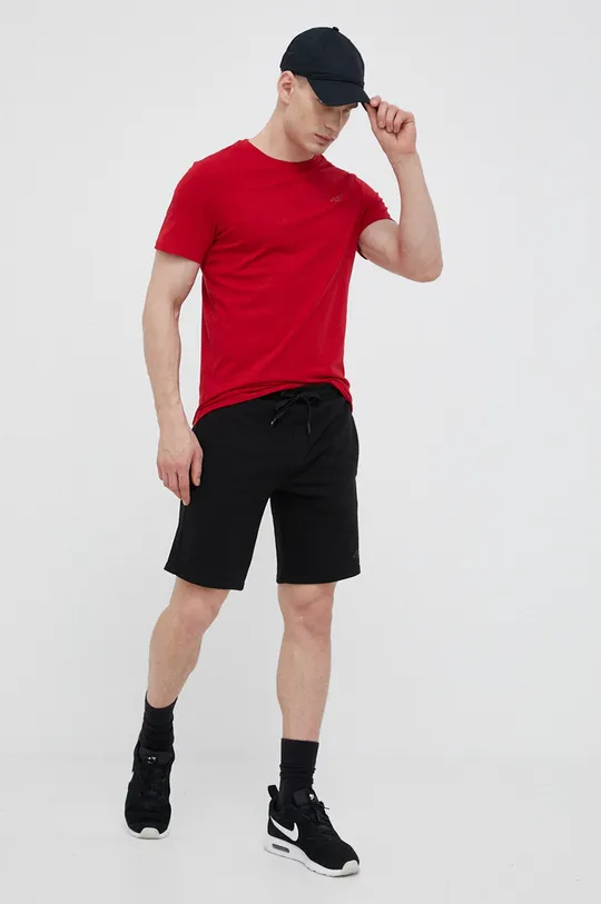 4F t-shirt bawełniany czerwony