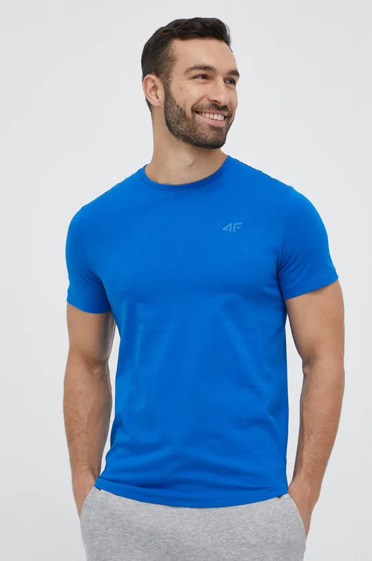 μπλε Βαμβακερό μπλουζάκι 4F Ανδρικά
