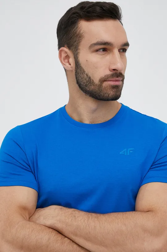 μπλε Βαμβακερό μπλουζάκι 4F