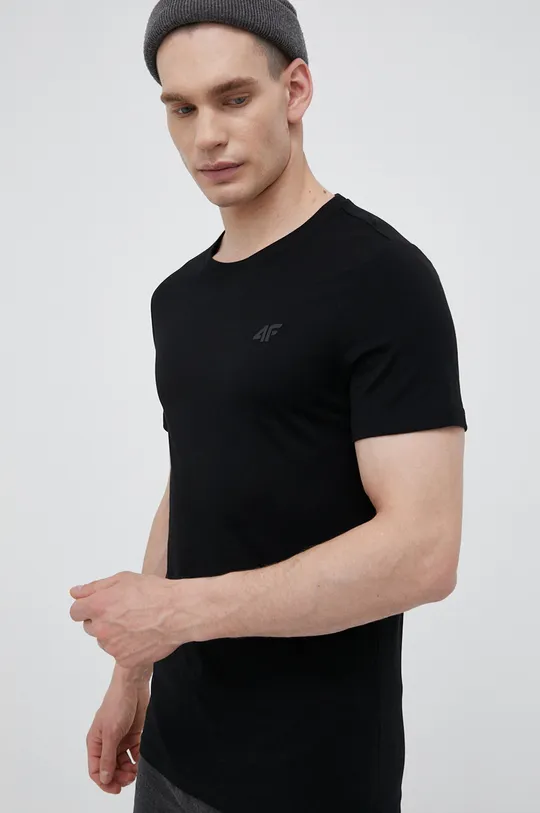 μαύρο Βαμβακερό μπλουζάκι 4F
