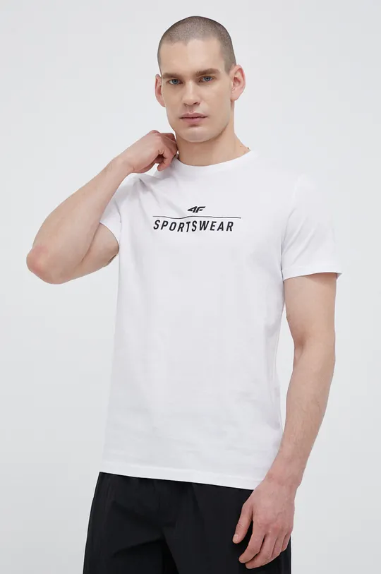 λευκό Βαμβακερό μπλουζάκι 4F Ανδρικά