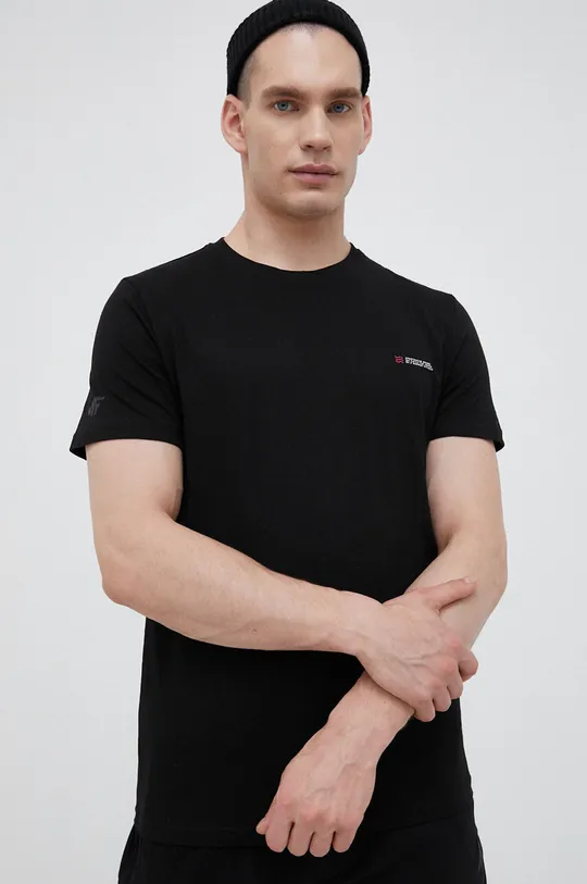 Βαμβακερό μπλουζάκι 4F μαύρο