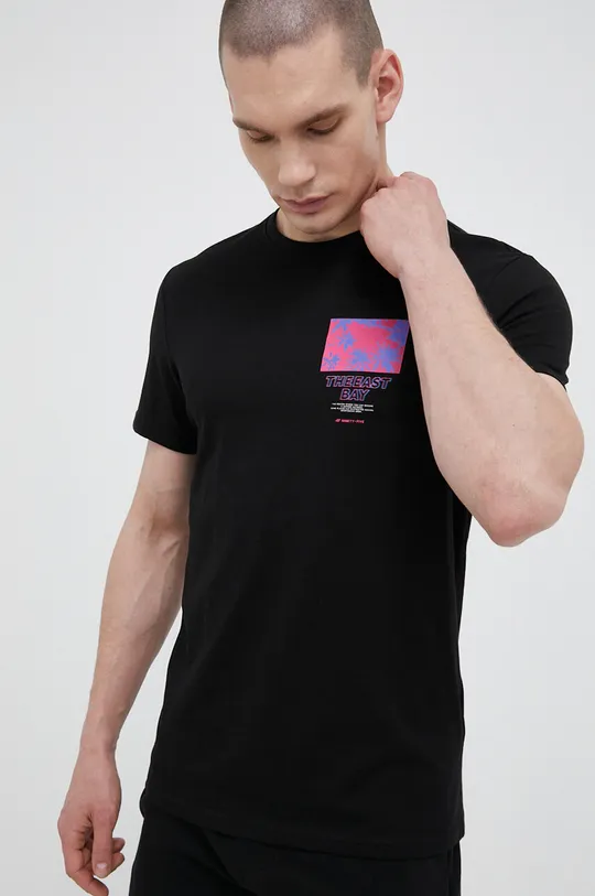 μαύρο Βαμβακερό μπλουζάκι 4F
