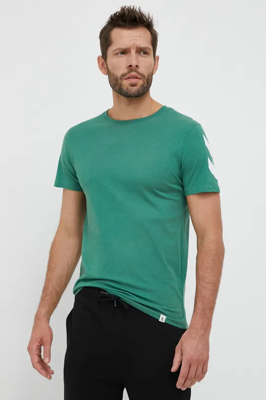 πράσινο Βαμβακερό μπλουζάκι Hummel Ανδρικά
