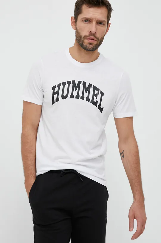 bela Bombažna kratka majica Hummel Moški