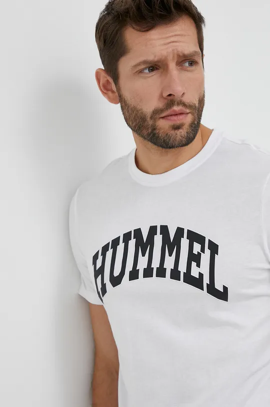 biały Hummel t-shirt bawełniany