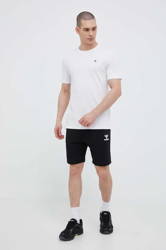 Βαμβακερό μπλουζάκι Hummel λευκό